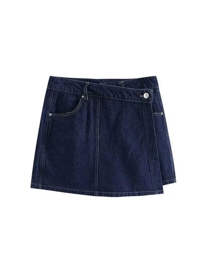 Denim Pocket Detail Crop Top & Skirt Set