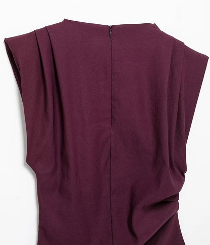 Asymmetric Ruched High-Neck Top