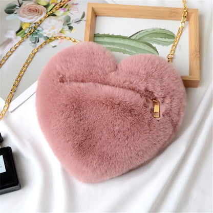 Bella Fluffy Heart Shoulder Bag