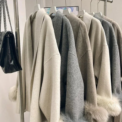 LuxeFox Wool Fur Coat