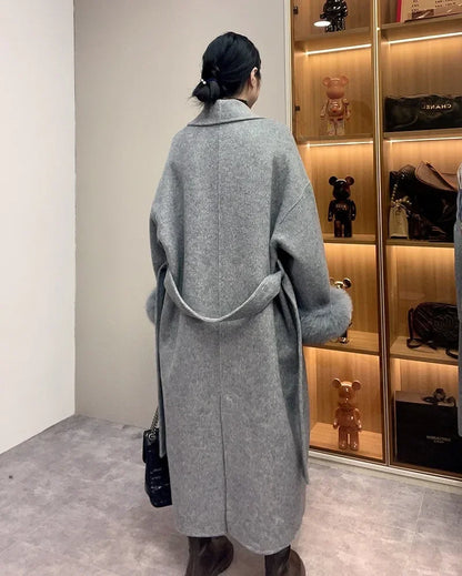 LuxeFox Wool Fur Coat