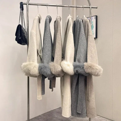 LuxeFox Wool Fur Coat